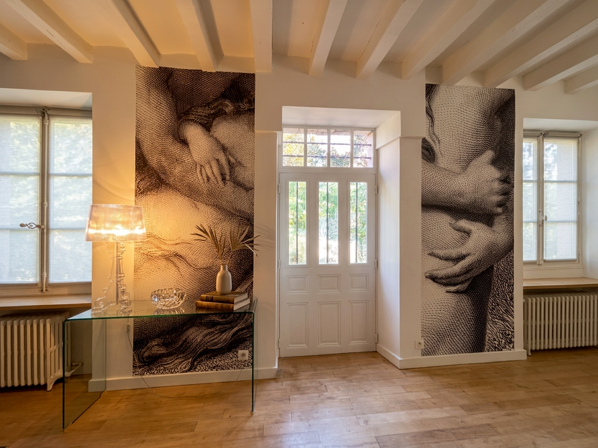 Entrée décorée dans un esprit romantique et ancien à Angers