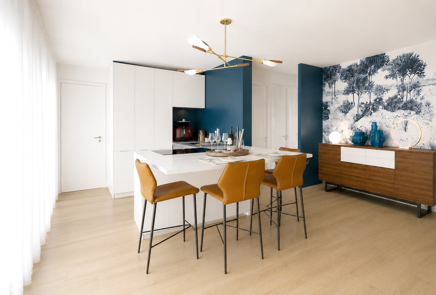 Modélisation 3D d'un projet d'agencement de cuisine dans un appartement aux Sables-d'Olonne en Vendée